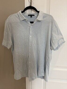 Robert Barakett Men's Blue Short Sleeve Casual Button Down Shirt Luxury XL EUC